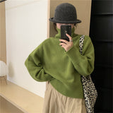 2000s fashion Autumn and Winter Korean Style Turtleneck Sweater Women's New Loose All-Match Pullover Solid Color Sweater Inner Lazy Top Women