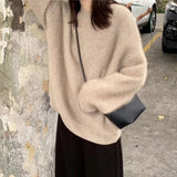 datenight fall outfits Women's Pullover Faux Mink Velvet Sweater Autumn and Winter Loose Lazy Style Mohair Sweater Top Winter Thickened