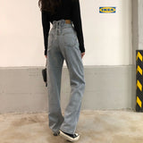 joker costume female outfit Spring and Autumn Korean Style Retro High Waist Jeans Women's Loose Wide Leg Pants Fashionable Pants