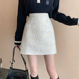 fall outfits Skirt Women's Autumn and Winter A- line Skirt French Hip Skirt White Short Skirt Fashion