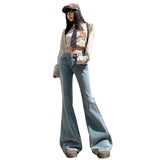 fall outfits women American Retro Spicy Girl Skinny Jeans Women's Autumn and Winter New Low Waist Loose Slimming Flared Mopping Pants