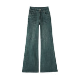 2000s fashion High Waist Narrow Wide-Leg Jeans Women's Autumn New Loose Slimming Flared Pants without Leg Sticking