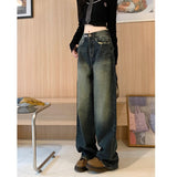 dress to impress outfits Spring Small Retro Jeans Women's High Waist Slimming Loose Narrow Straight Wide Leg Long Pants