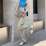 outfit inspo fall Light Blue Jeans High Waist Mopping Pants Women's Summer American Retro Loose Wide Leg Pants Straight Pants Drape Pants