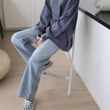 casual fall outfits Plus Size Straight Light-Colored Jeans for Women Spring and Autumn Chubby Girl Slimming Pear-Shaped Loose Narrow Wide-Leg Pants