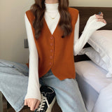 dress to impress outfits Women's Korean-Style Knitted Vest Spring and Autumn Sweater Overwear Vest Sleeveless Vest