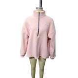 tailgate outfit black women Knitted Lambswool Pullover Sweater Autumn and Winter Half Open Collar Pink Loose Commuter Beauty