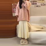 fall winery outfits Korean Style Lazy Style V-neck Sweater Retro Warm Loose Spring and Autumn Winter Gentle Style Pullover Skirt Two-Piece Set