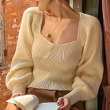 business casual outfits Solid Color Knitted Bottoming Shirt Women's Autumn and Winter French Retro Sweater Women