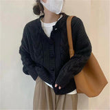 datenight fall outfits Thickened Twist Cardigan Early Autumn Korean Style Soft Milk Style Loose Sweater Coat Fashionable Knitted