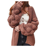 90s fashion Lantern Sleeve plus Size Sweater Women's Coat Autumn and Winter New Loose Thick Wool Knitted Cardigan