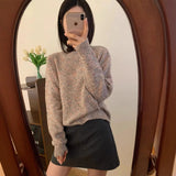 jock outfit Soft Glutinous Yarn Wool Loose Sweater Women's Autumn and Winter Lazy Style Casual Pullover round Neck Sweater Fashion