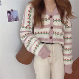 teacher outfits Korean Style Retro Hollow Flower Jacquard Sweater Women's Knitted Cardigan New Autumn Knitted Long Sleeve Cardigan Coat Fashion