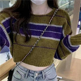 college outfits Striped Sweater Women's Autumn and Winter New Women's Chic Gentle Design Fashionable All-Match Sweater Top