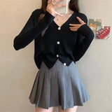 Lanfubeisi datenight fall outfits V-neck Knitted Cardigan Women's Spring and Summer Top Sweater Short Slim Sweater Small Coat