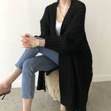 rainy day outfit Autumn and Winter Long Cardigan Solid Color Women's Knitted Women's Fashion Sweater Women