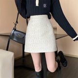 fall outfits Skirt Women's Autumn and Winter A- line Skirt French Hip Skirt White Short Skirt Fashion