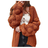 90s fashion Lantern Sleeve plus Size Sweater Women's Coat Autumn and Winter New Loose Thick Wool Knitted Cardigan