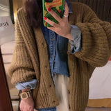 fall outfits women Fashionable Lazy Style Ingot Needle Thick Line Sweater Cardigan Women's Autumn Lantern Sleeve Loose Knitted Coat