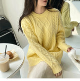 outfit inspo fall Gentle Sweet Style Autumn and Winter Soft Glutinous All-Match round Neck Twist Loose Pullover Sweater Outer Wear Sweater Top