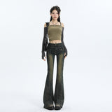 2000s fashion Skinny Jeans Women's Autumn and Winter New Pocket High Waist Slimming Small Mop Horseshoe Flared Pants