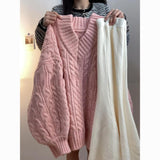 fall winery outfits Korean Style Lazy Style V-neck Sweater Retro Warm Loose Spring and Autumn Winter Gentle Style Pullover Skirt Two-Piece Set