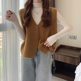 dress to impress outfits Women's Korean-Style Knitted Vest Spring and Autumn Sweater Overwear Vest Sleeveless Vest