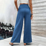 Lanfubeisi leapord halloween outfit Women's Commuter High Waist Stretch Waist Loose Wide Leg Pants Straight Pants Solid Color Elegant Pants for Women