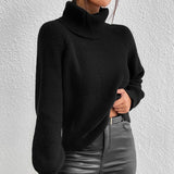 fall fashion Women's Fashion Turtleneck Sweater Outer Wear Solid Color Loose Slimming Versatile Basic Sweater