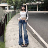 y2k outfits American Retro Low Waist Hot Girl Flared Pants Slimming Jeans Women's Early Autumn Trousers Lengthened