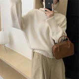 2000s fashion Autumn and Winter Korean Style Turtleneck Sweater Women's New Loose All-Match Pullover Solid Color Sweater Inner Lazy Top Women