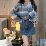 trending fall outfits Korean Style Niche Gradient Color Twist Soft Glutinous Sweater Women's Autumn and Winter Age-Reducing Loose Short Knitted Top Women