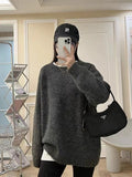 frat outfits Women's Thick Sweater Autumn and Winter New Korean Style Mid-Length Sweater Loose Lazy Style Soft Glutinous Long Sleeve Top