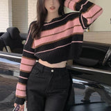 college outfits Striped Sweater Women's Autumn and Winter New Women's Chic Gentle Design Fashionable All-Match Sweater Top