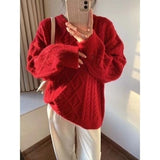 outfit inspo fall Gentle Sweet Style Autumn and Winter Soft Glutinous All-Match round Neck Twist Loose Pullover Sweater Outer Wear Sweater Top