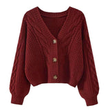 y2k outfits Collar Sweater Loose Women's Lazy Style Spring and Autumn Winter Vintage Twist Short Cardigan Thick Coat