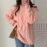 outfit inspo fall Gentle Autumn and Winter Soft Glutinous All-Match Milk Blue Twist Loose Pullover Knitted Sweater Lazy Wind Outer Wear Thickened Women