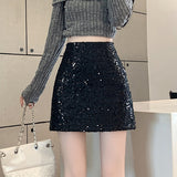 fall outfits Skirt Skirt Shiny Skirt Woolen Sequined Skirt Tweed Hip Skirt