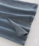 KarSaNy Women Long Denim Skirts Vintage Back Slit High Waist Jean Skirt 2024 Bodycon Maxi Blue Straight Denim Skirts For Women LANFUBEISI