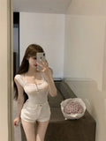 Sexy Y2k Coquette Lace Crop T Shirt Women 2024 Summer Fashion Vintage Party 2000s 90s Aesthetic Slim Tops LANFUBEISI