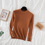 Thick Sweater Long Sleeve Pullover Autumn Winter Clothes Button O Neck Sweater Female Casual Streetwear Knitted Top Soft Jumper LANFUBEISI