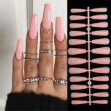 24pcs Simple French False Nails Solid color Square Head Fake Nails Short Press on nails Natural Detachable Full cover Nail Tips LANFUBEISI