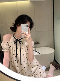 Japanese Kawaii Mini Dress Women Casual Elegant Lolita Dress Female Outwear Beach Style Even Party Clothing Summer Chic Print LANFUBEISI