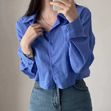 Women Shirt Blouse Casual Sun Protection Long Sleeve Top Outerwear Thin Female Chiffon Loose Cardigan LANFUBEISI