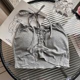 Summer Slim Fit Open Back Sexy Chest Cushion Strap Women Crop Tops Sexy Solid Color Camisole Women Clothing LANFUBEISI