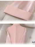 Thin Pink Suit Women's 2022 Spring and Summer New Korean Fashion Slim Three Quarter Sleeves Casual Jacket Lady Office Blazer LANFUBEISI