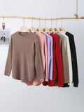 Casual Loose Knit Pullover Women Solid O-neck Fluffy Sweater Female 2023 Autum Warm Soft Fashion Long Sleeve Lady Knitwear LANFUBEISI