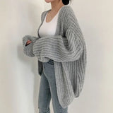 LANFUBEISI Korean Style Sweater Jacket Autumn And Winter V-neck Loose Casual Versatile Knit Cardigan Sweater Jacket