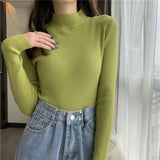 New Knitting Pullover Sweater Long Sleeve Bottom Shirt Slim Turtleneck Sweaters Autumn Winter Soft Blouse Jumpers For Women 2023 LANFUBEISI