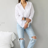 LANFUBEISI Cotton Blouse White Shirt Fashion Women Blusas Mujer De Moda OL Style Tops Casual Ladies Long Sleeve Shirts and Blouses